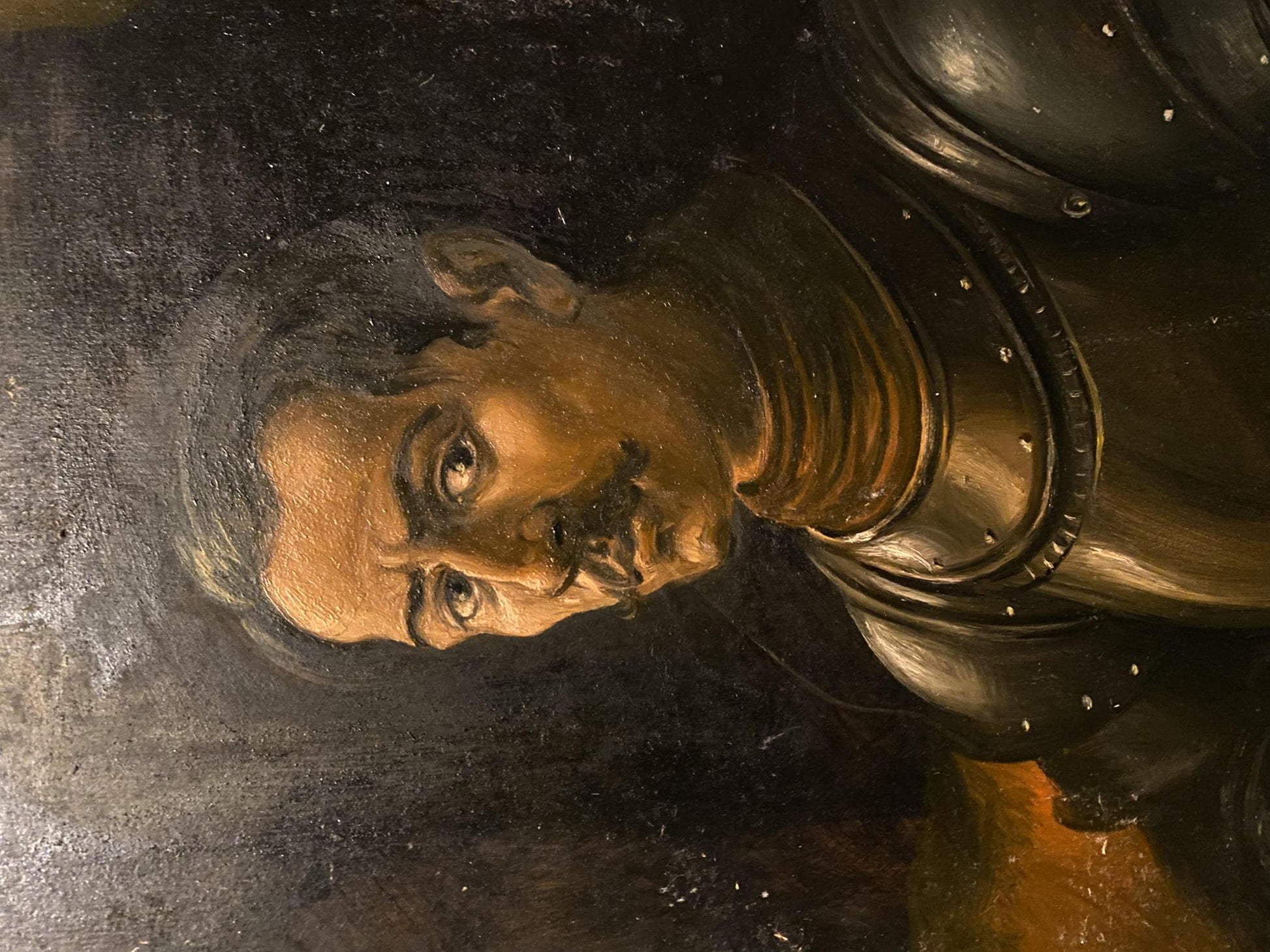 Oil painting portrait in armor by Alexander Arkadievich Litvinov