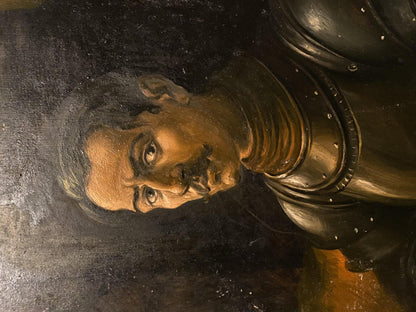 Oil painting portrait in armor by Alexander Arkadievich Litvinov