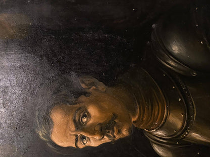 Oil painting portrait of armored man by Alexander Arkadievich Litvinov