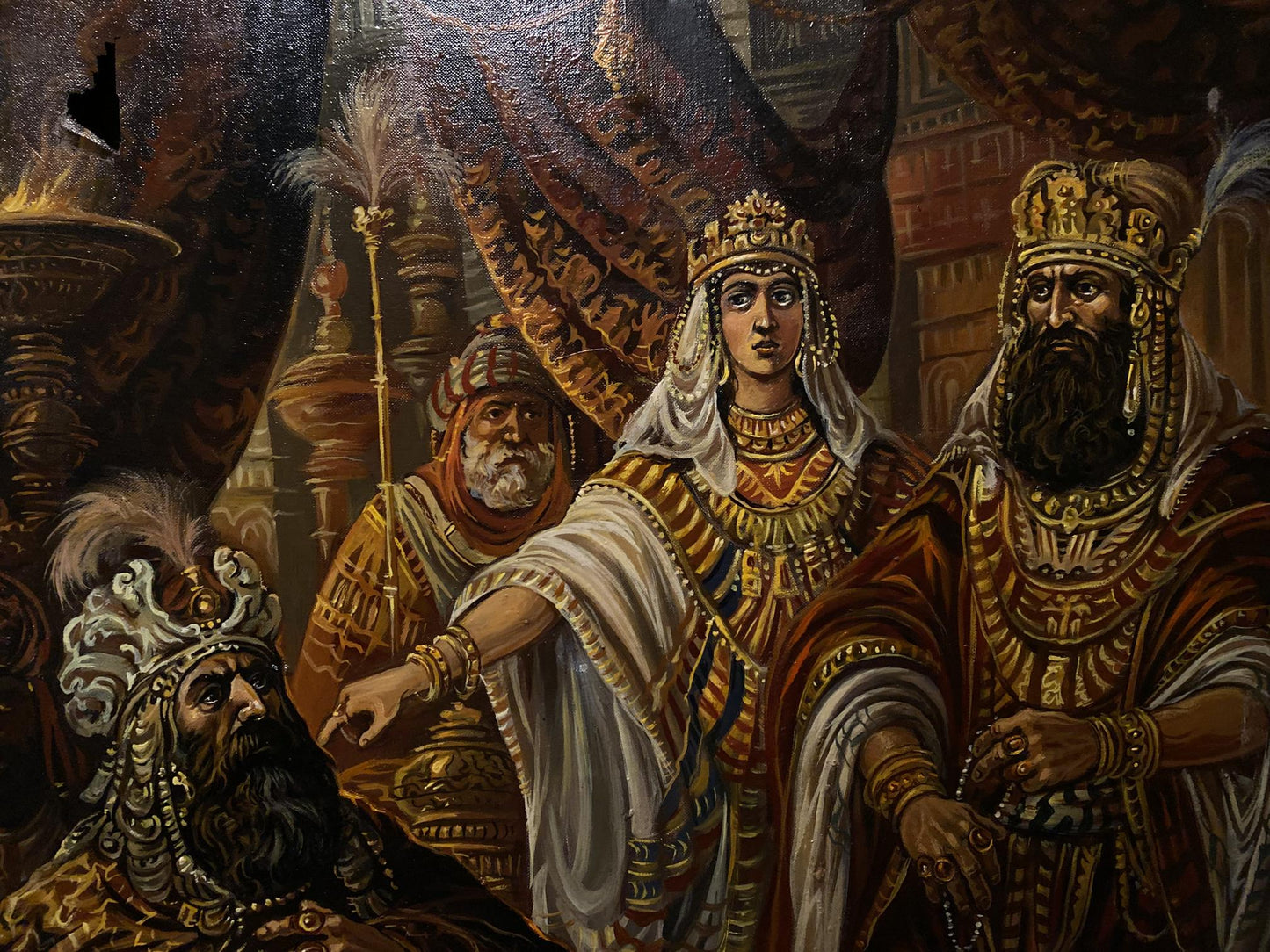 Oil painting of richly adorned golden crown by Artaxers Aruan Esther Alexander Arkadievich Litvinov