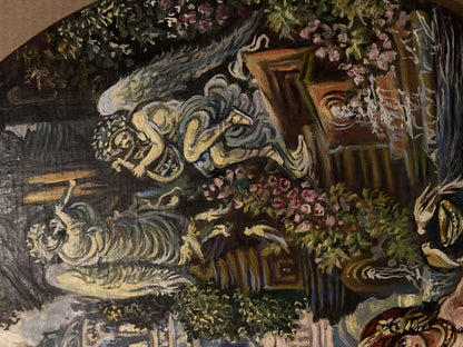 Oil painting Fun in the Garden by Alexander Litvinov with winged figure