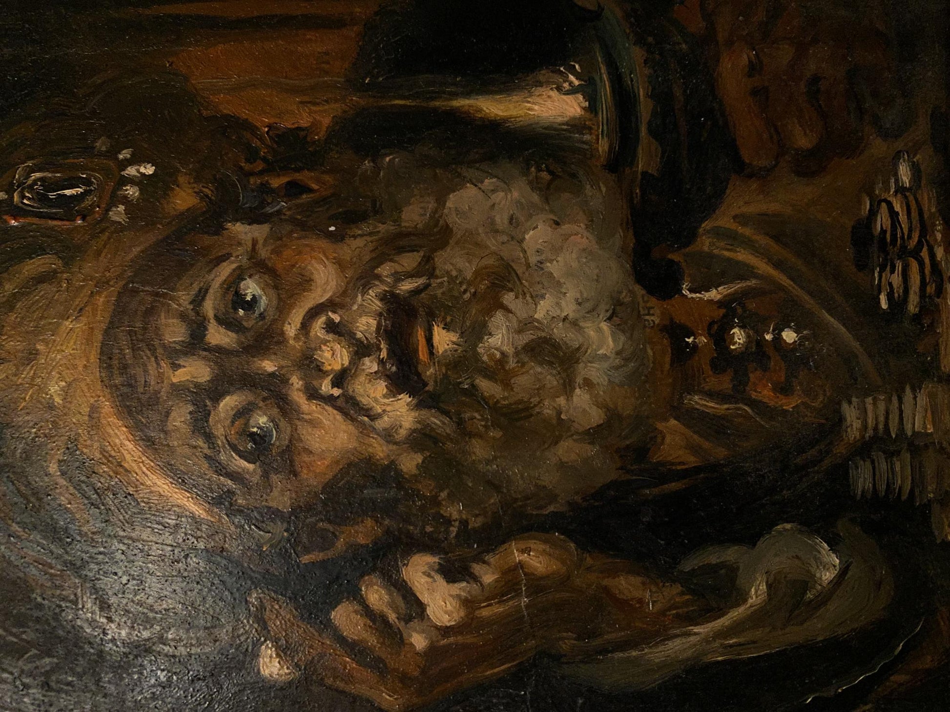 Oil painting portrait of merchant Alexander Litvinov in distorted impasto style