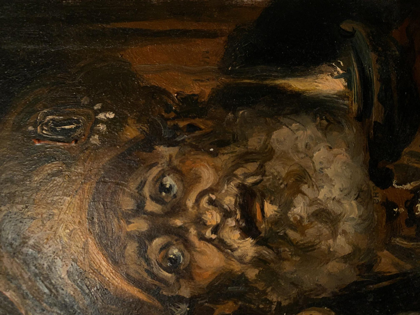 Oil painting portrait of merchant Alexander Litvinov in swirling browns and ochres