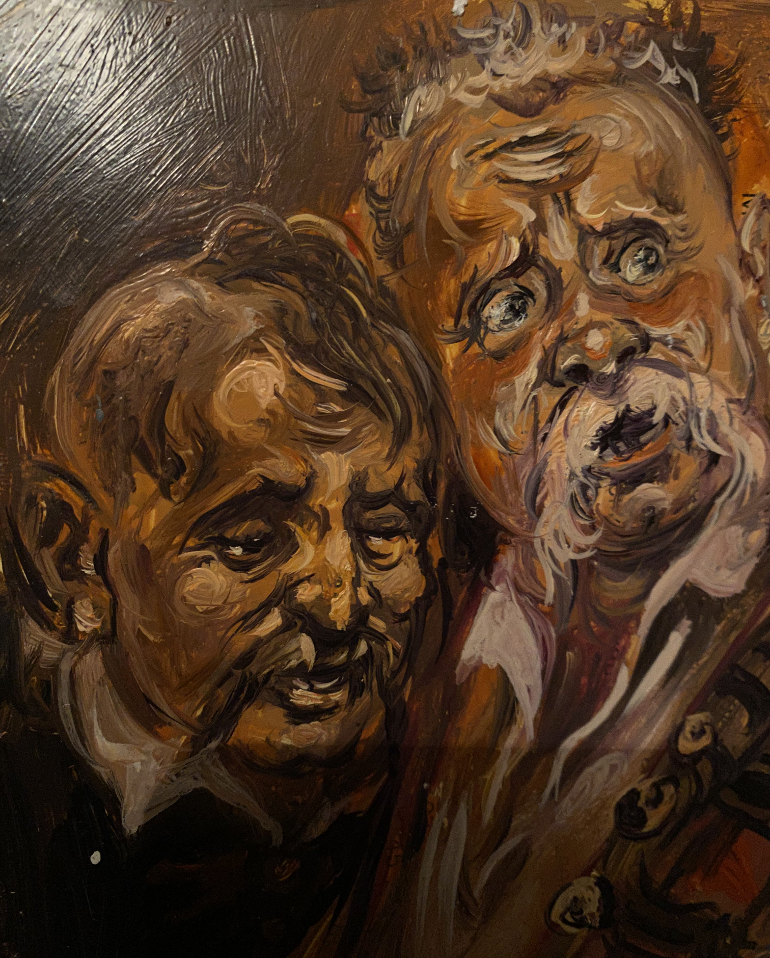 Oil painting Godfathers by Alexander Arkadievich Litvinov textured portrait