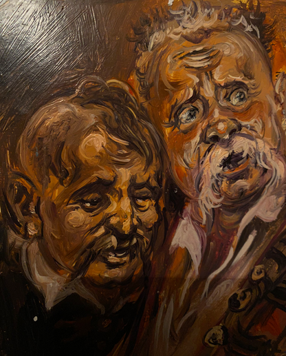 Oil painting Godfathers by Alexander Arkadievich Litvinov textured portrait