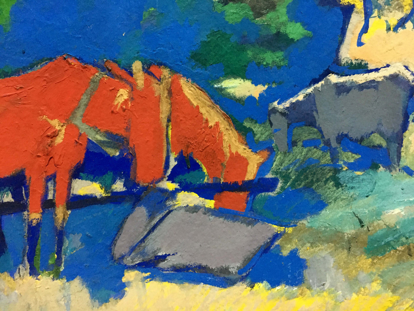 Vibrant orange horses in Stroll by Pokulity Konstantin Ivanovich oil painting