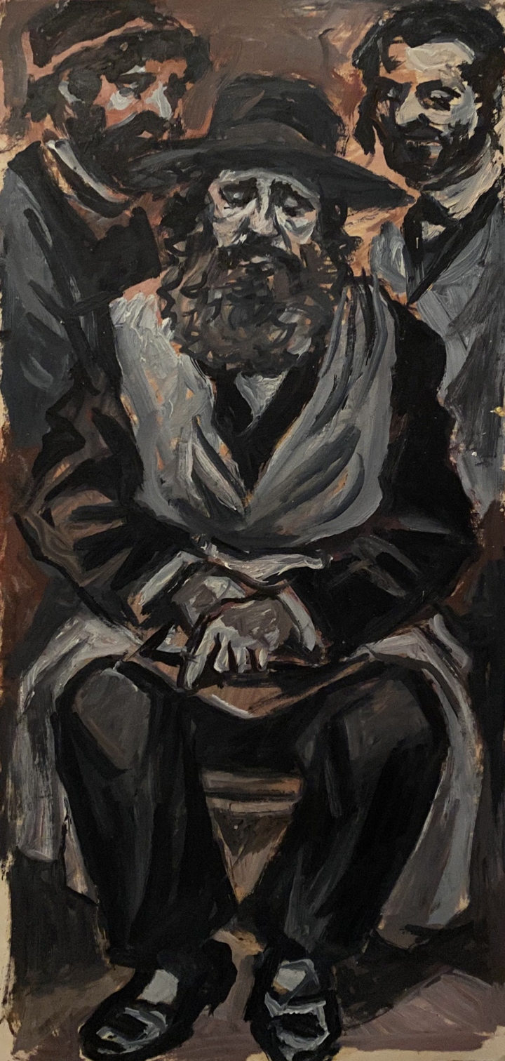Oil painting of bearded man in hat by Alexander Arkadievich Litvinov