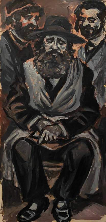 Oil painting of bearded man in hat by Alexander Arkadievich Litvinov