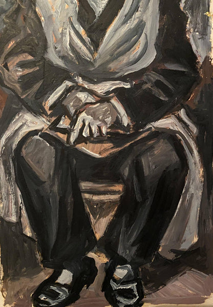 Oil painting of dark suited figure by Alexander Arkadievich Litvinov
