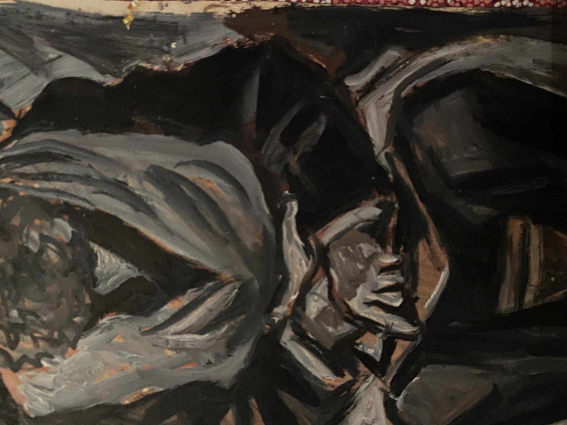 Oil painting A family by Alexander Arkadievich Litvinov, abstract expressionist grays