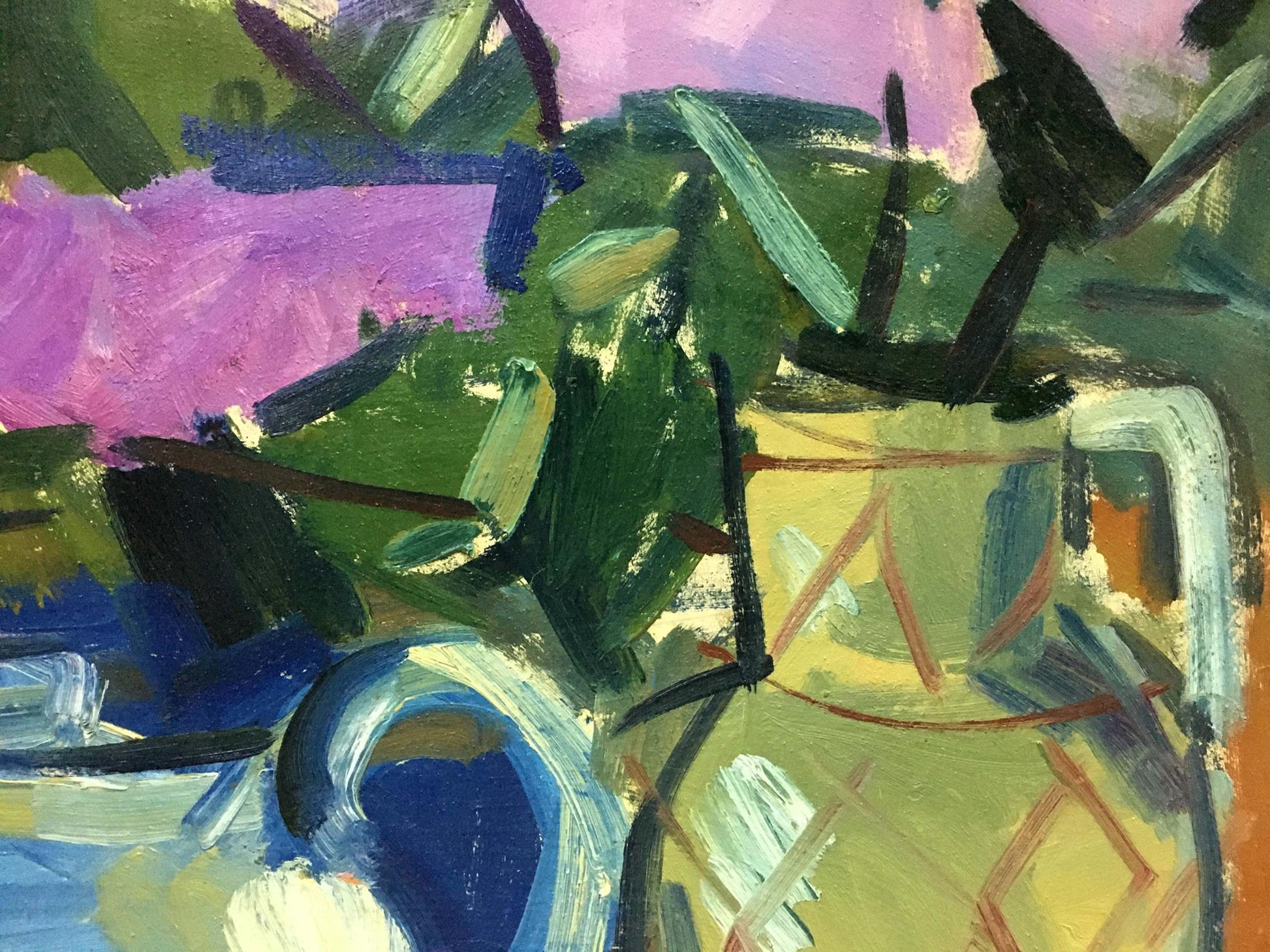 Oil painting Still life by Beregovoi Alexander Ivanovich, vibrant abstract green purple yellow