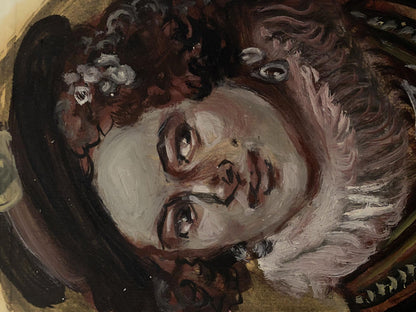 Oil painting of Madeleine by Alexander Arkadievich Litvinov, curly-haired woman