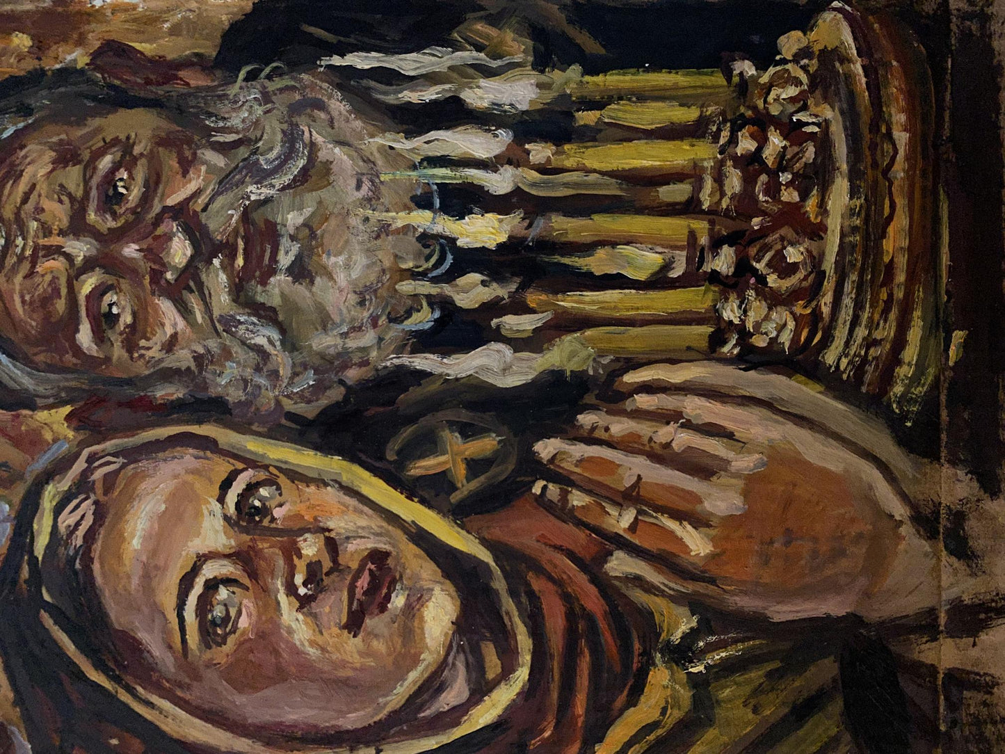 Expressionistic oil painting In the Temple by Alexander Arkadievich Litvinov