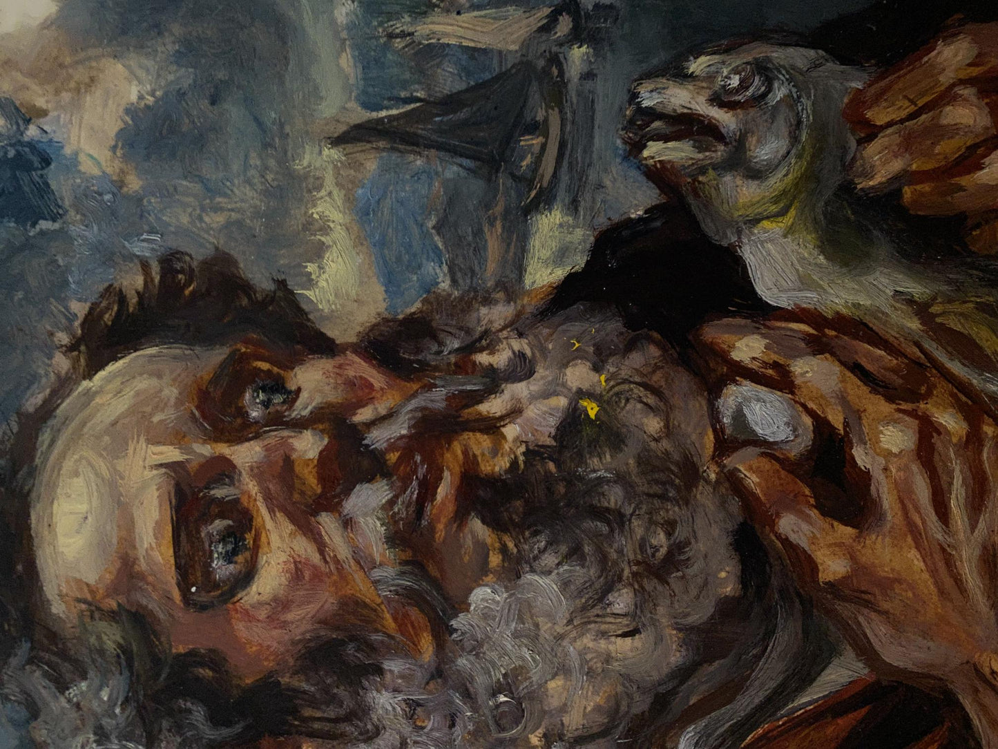 Oil painting of Peter Alexander Arkadievich Litvinov, textured bearded face close-up