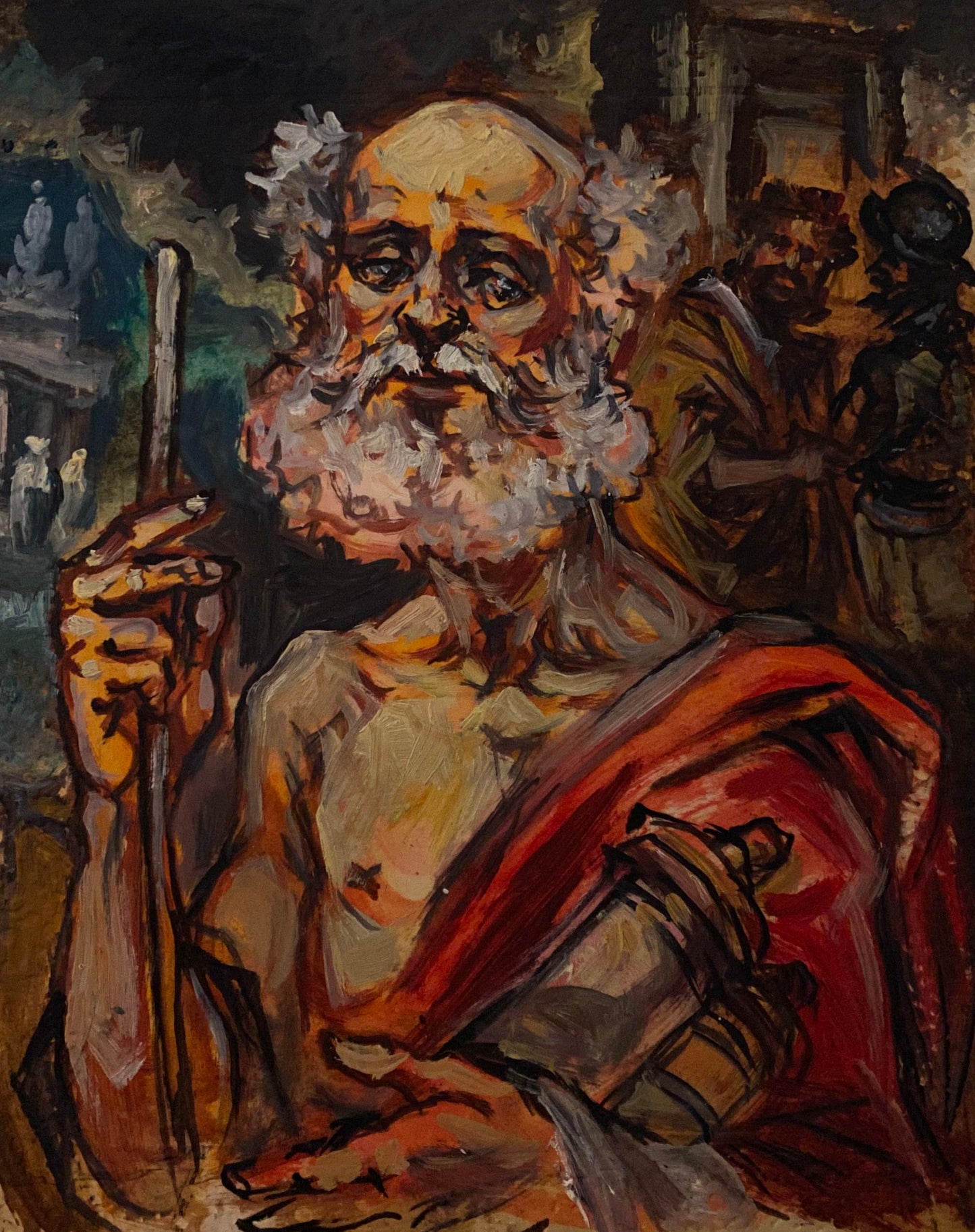 Textured oil painting of Diogenes by Alexander Arkadievich Litvinov