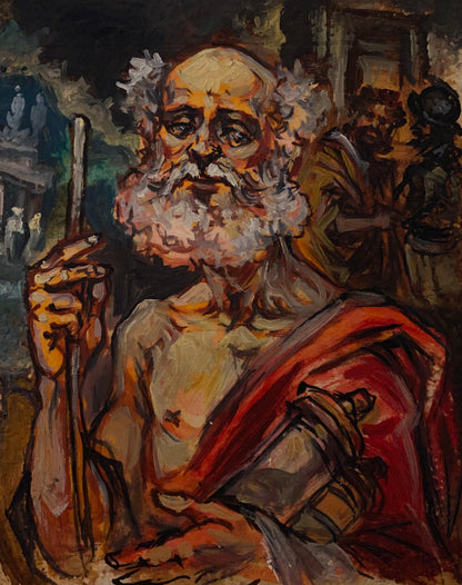 Textured oil painting of Diogenes by Alexander Arkadievich Litvinov