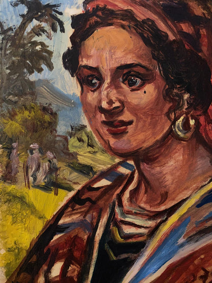 Oil painting portrait by Alexander Arkadievich Litvinov of Gypsy woman