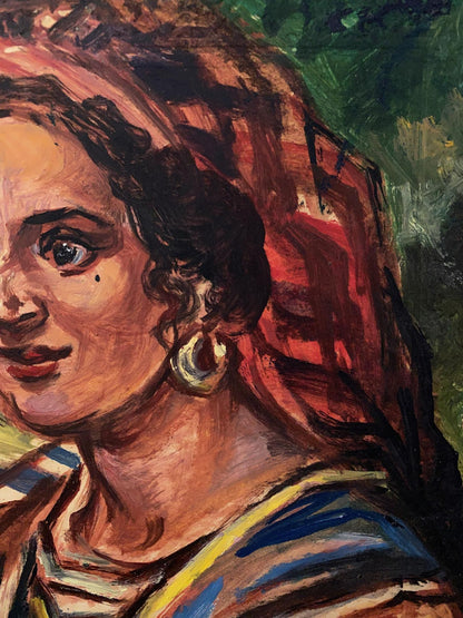 Oil painting portrait by Alexander Arkadievich Litvinov: vibrant gypsy woman