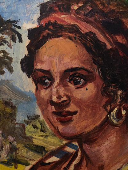 Oil painting portrait of woman by Alexander Arkadievich Litvinov