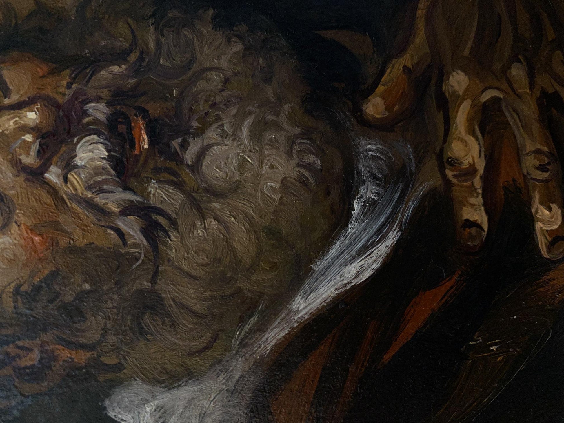 Oil painting Surprised by Alexander Arkadievich Litvinov with textured swirls