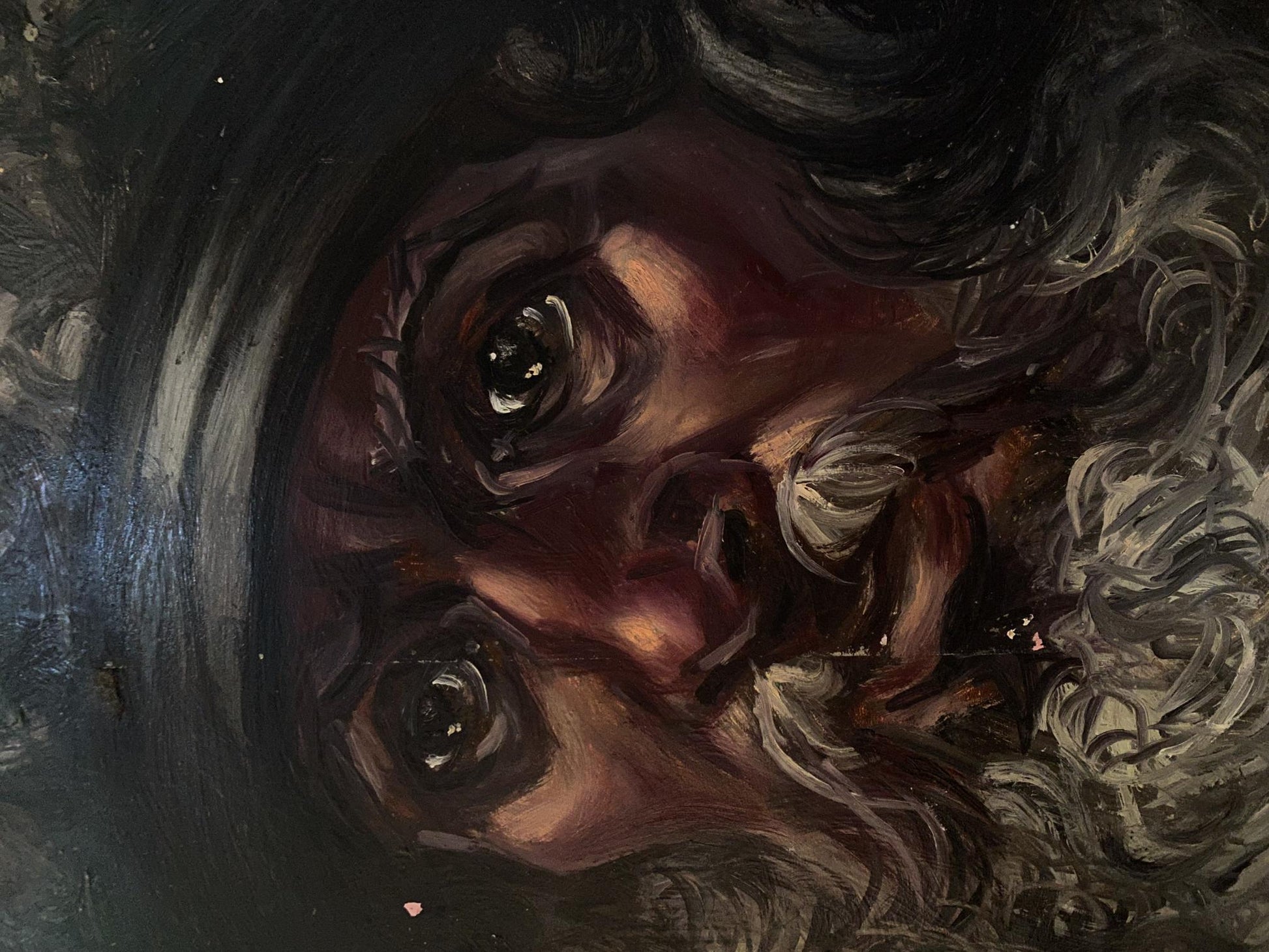 Dark portrait of intense-eyed warrior head III by Alexander Arkadievich Litvinov