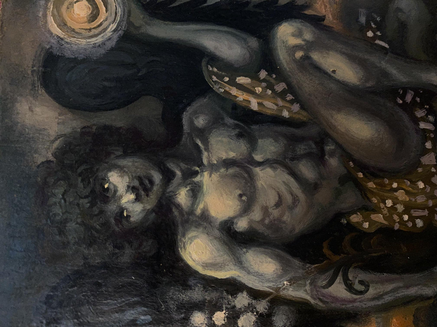 Oil painting by Daemon Alexander Arkadievich Litvinov of reclining nude figure