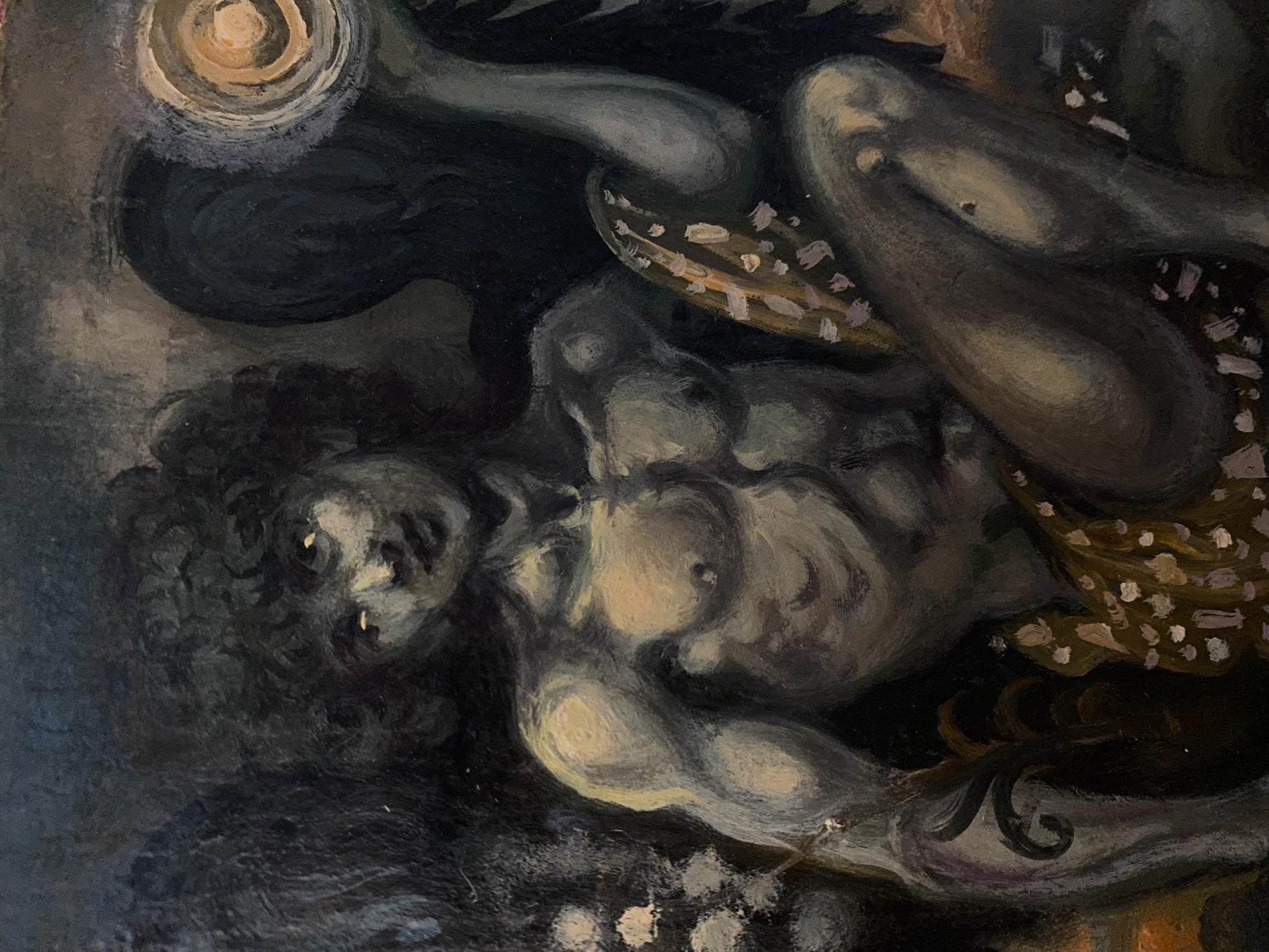 Oil painting by Daemon Alexander Arkadievich Litvinov of reclining nude figure