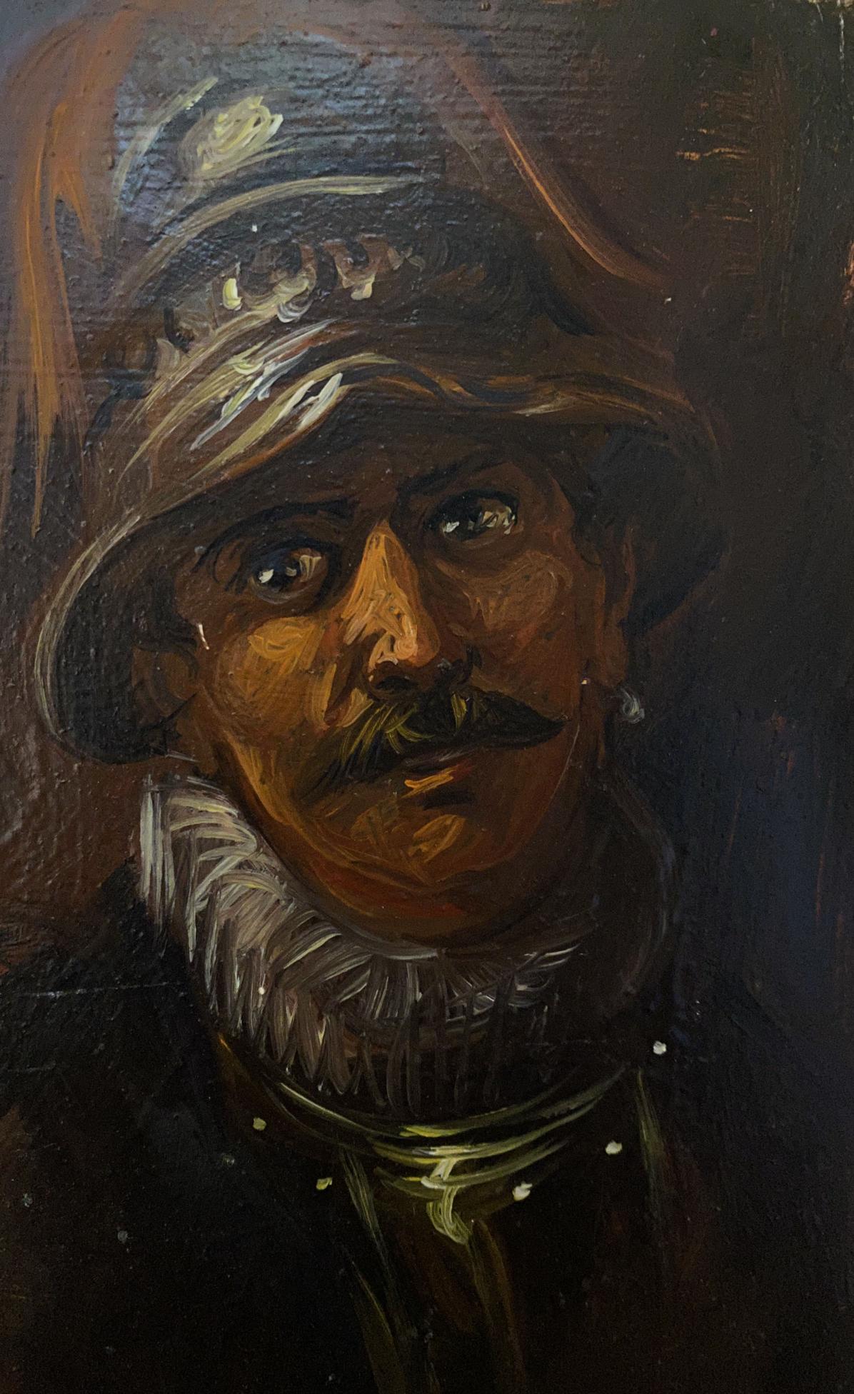 Oil painting portrait of hussar warrior Alexander Litvinov by Litvinov