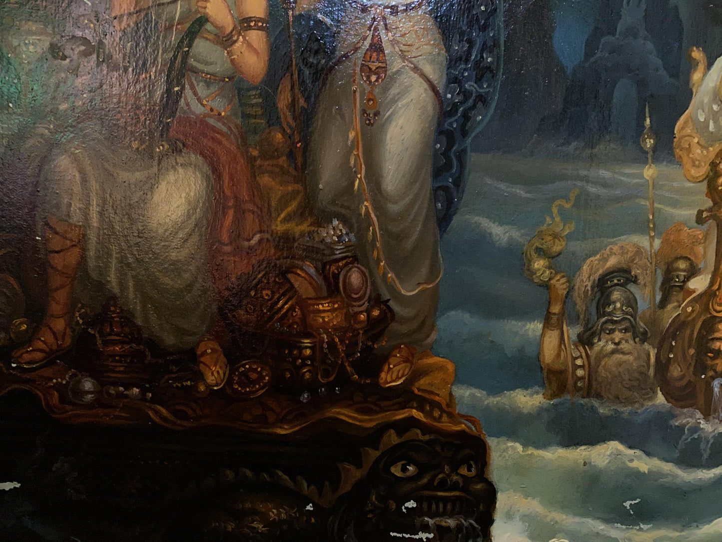 Oil painting of Poseidon on ornate throne by Alexander Arkadievich Litvinov
