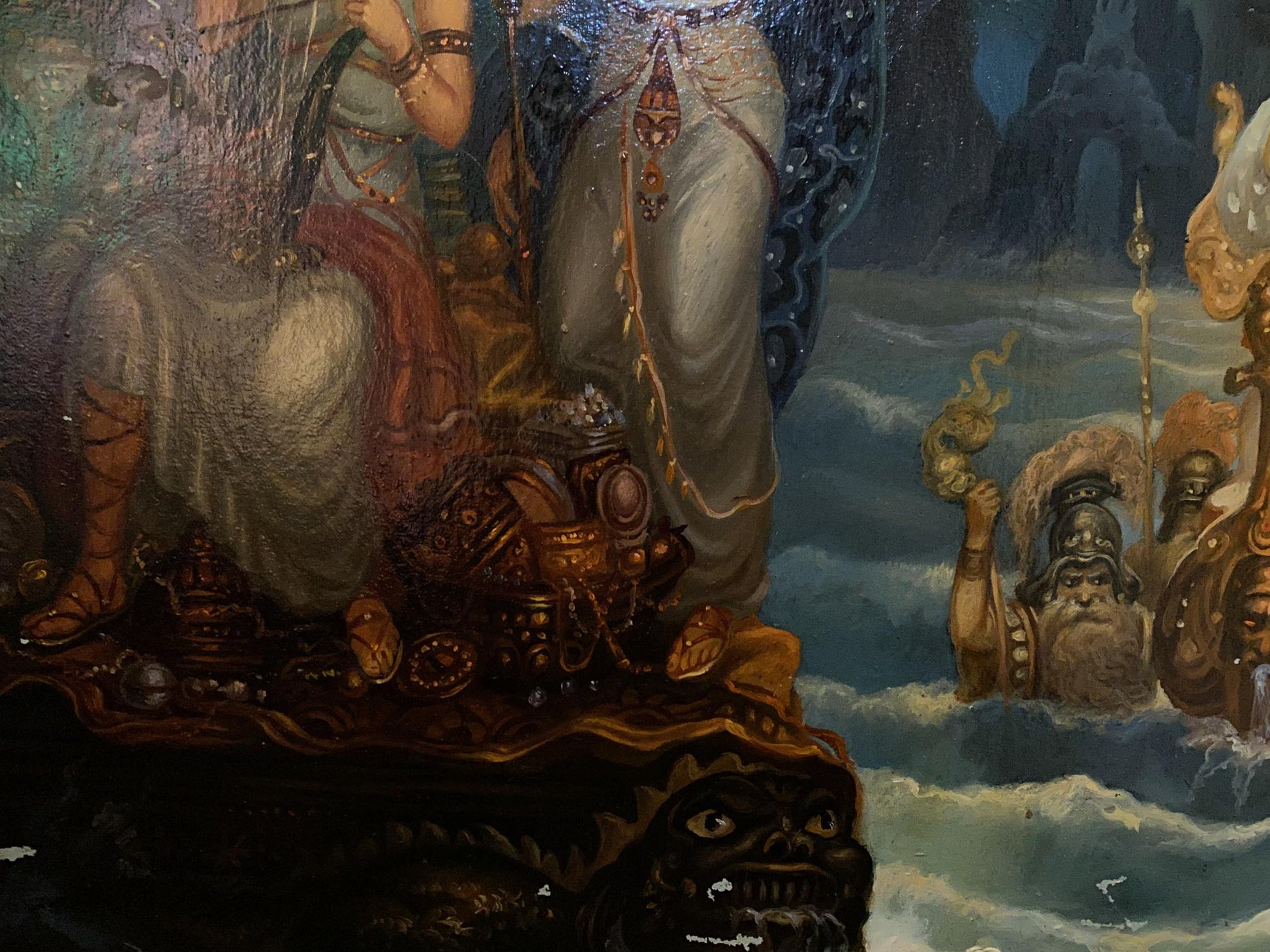 Oil painting of Poseidon on ornate throne by Alexander Arkadievich Litvinov