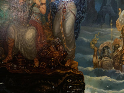 Oil painting of Poseidon on ornate throne by Alexander Arkadievich Litvinov