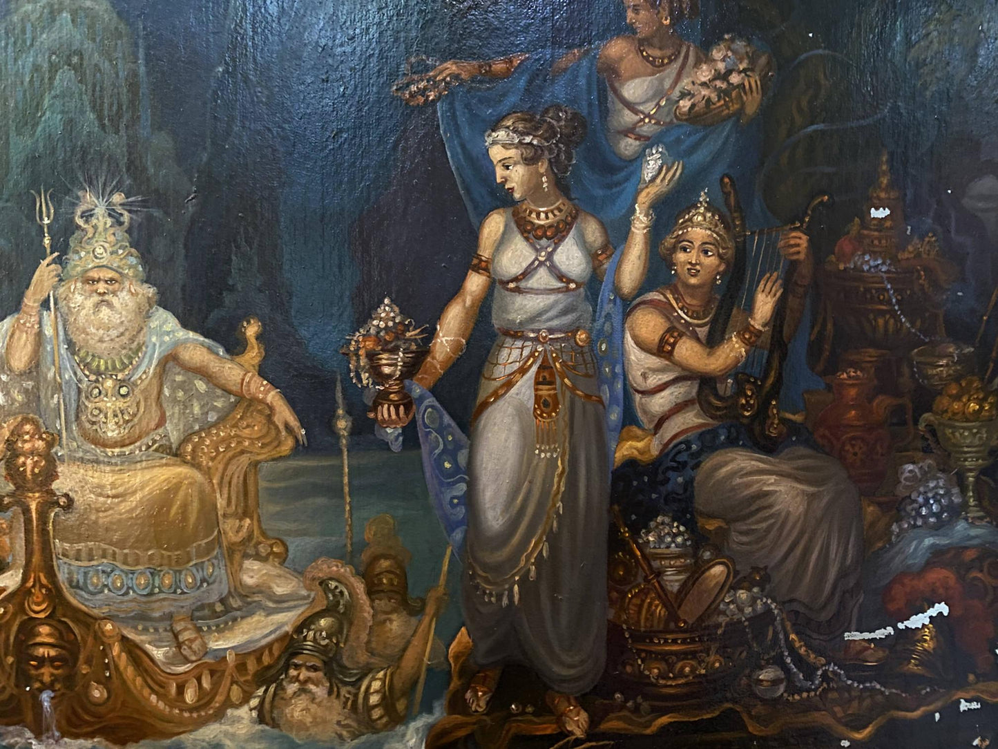 Oil painting of Poseidon on throne by Alexander Arkadievich Litvinov