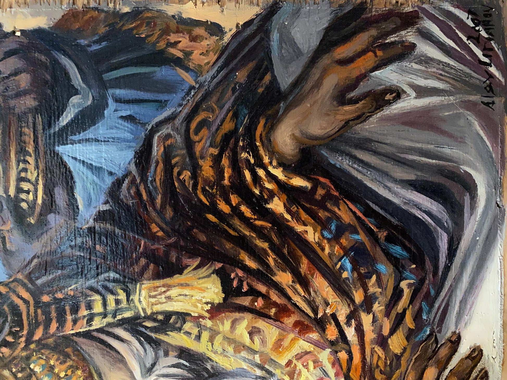 Oil painting Cleopatra’s Countenance by Alexander Litvinov, expressive hand in swirling paint