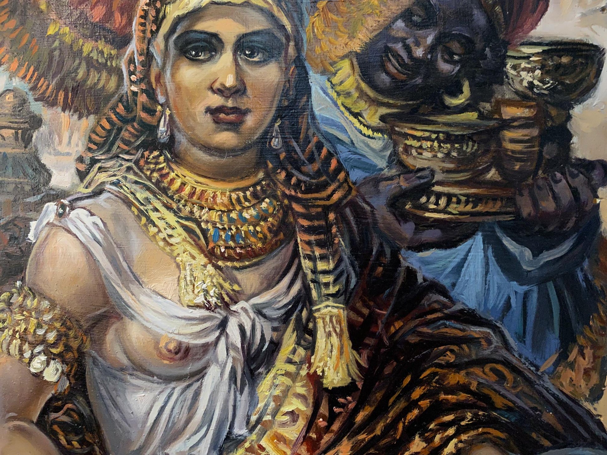 Oil painting of Cleopatra by Alexander Litvinov in ornate gold jewelry