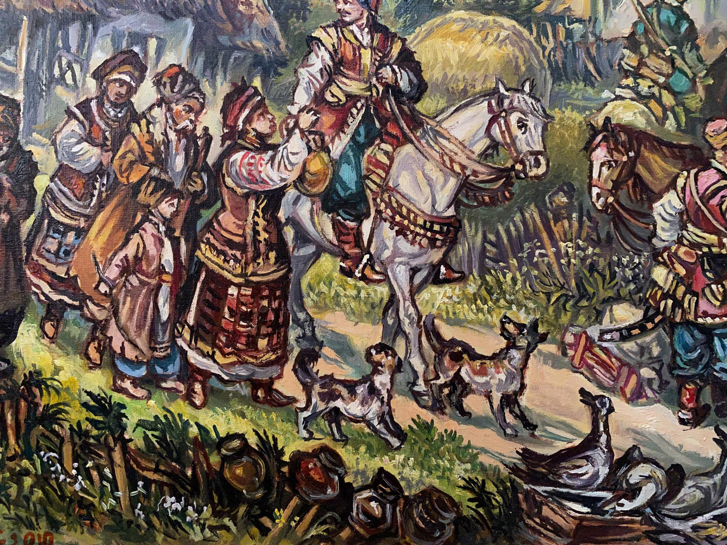 Oil painting Seeing off the Cossacks by Alexander Arkadievich Litvinov
