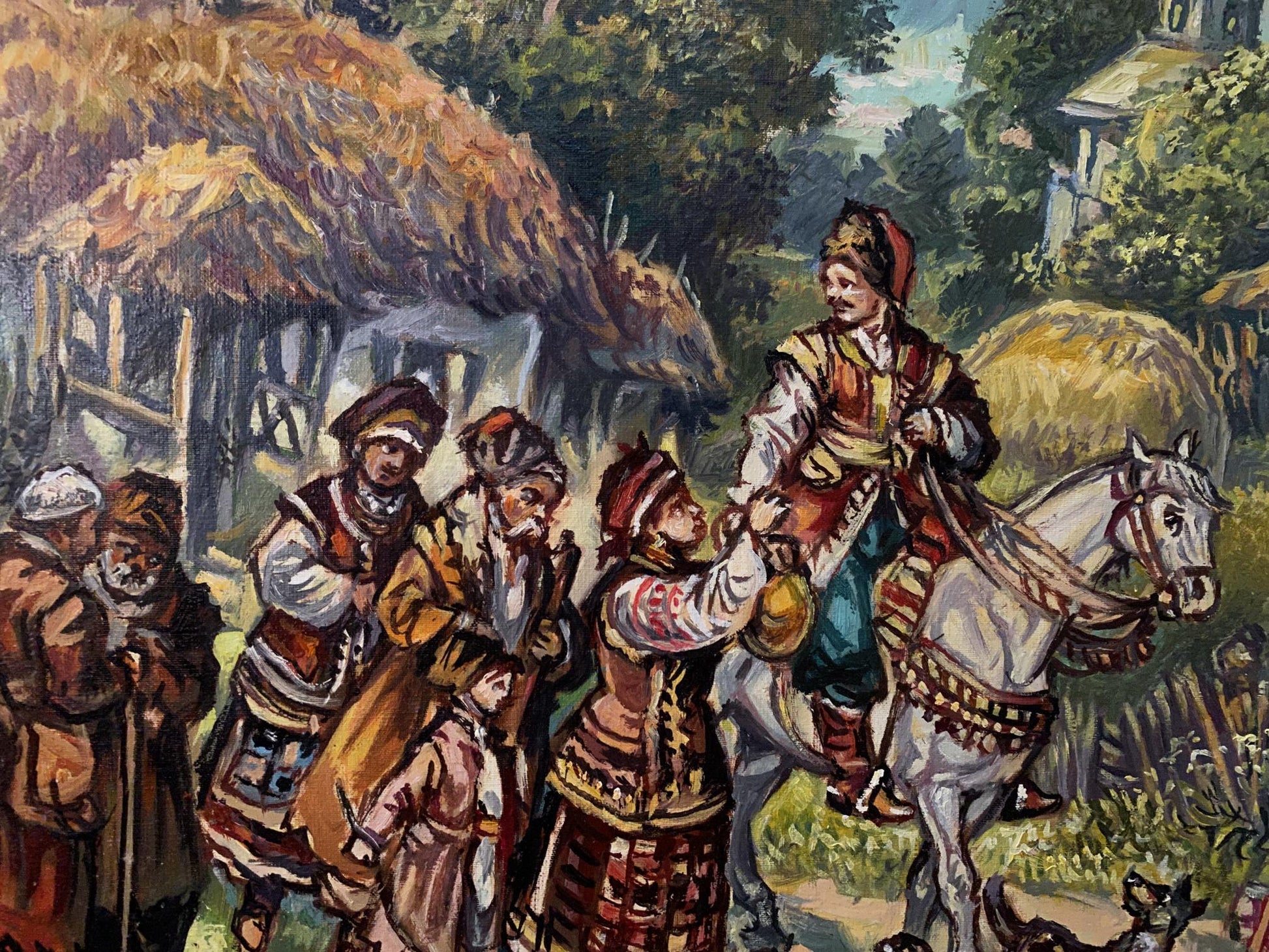 Oil painting Seeing off the Cossacks by Alexander Arkadievich Litvinov