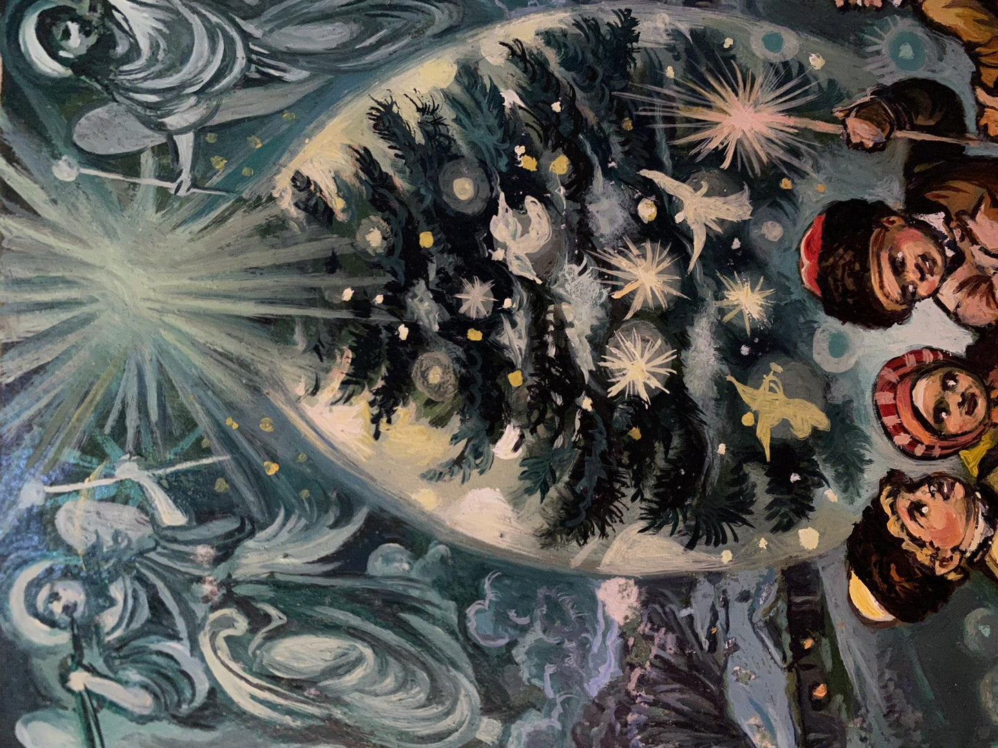 Vibrant stylized Christmas tree oil painting by Alexander Arkadievich Litvinov