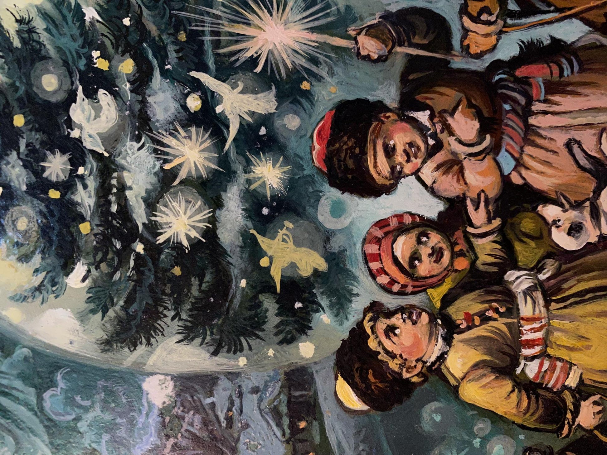 Oil painting of festive Christmas tree by Alexander Arkadievich Litvinov