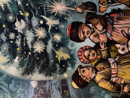 Oil painting of festive Christmas tree by Alexander Arkadievich Litvinov