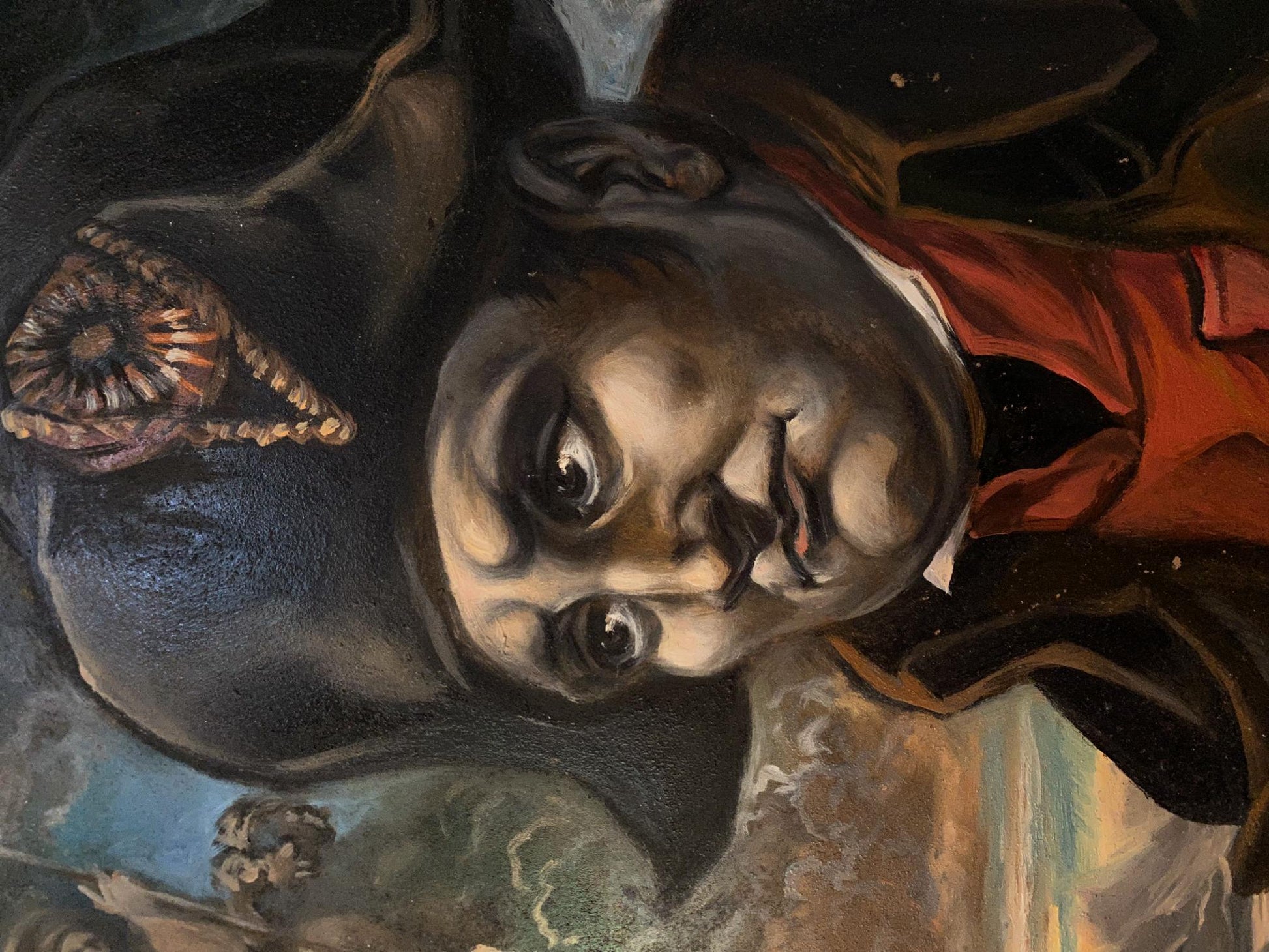 Oil painting of Napoleon on St. Helena by Litvinov, expressive eyes