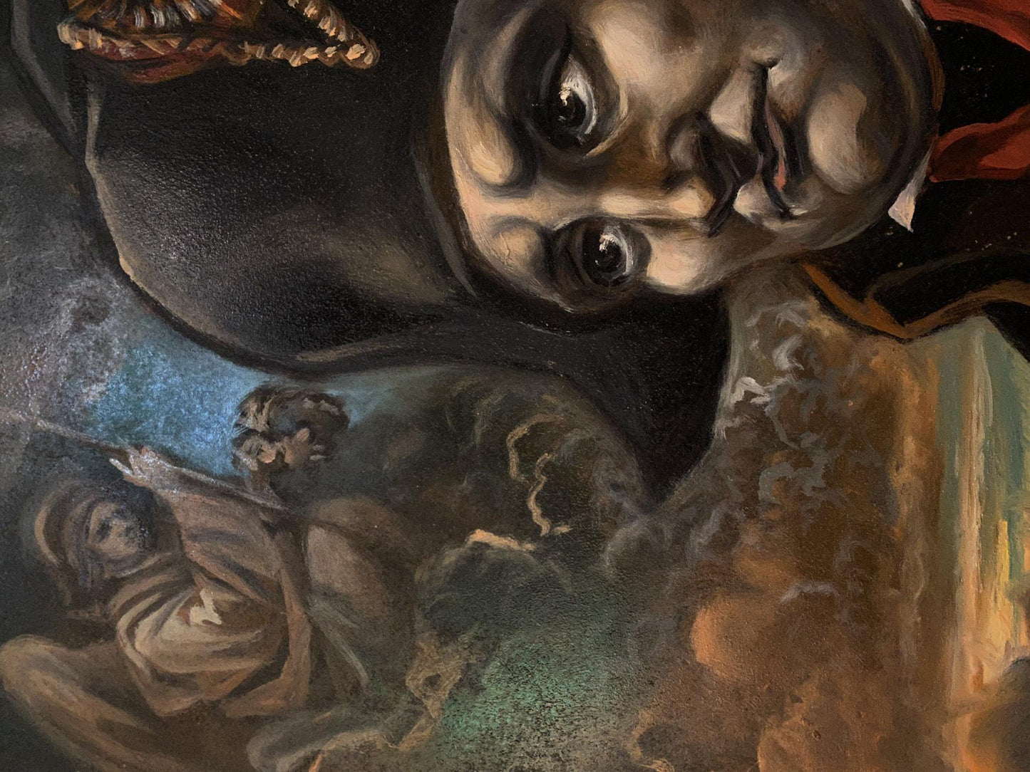 Dramatic oil portrait of Napoleon on St. Helena by Litvinov
