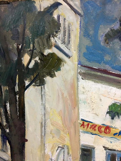 Oil painting Street by Mynka Alexander Fedorovich: textured building facade