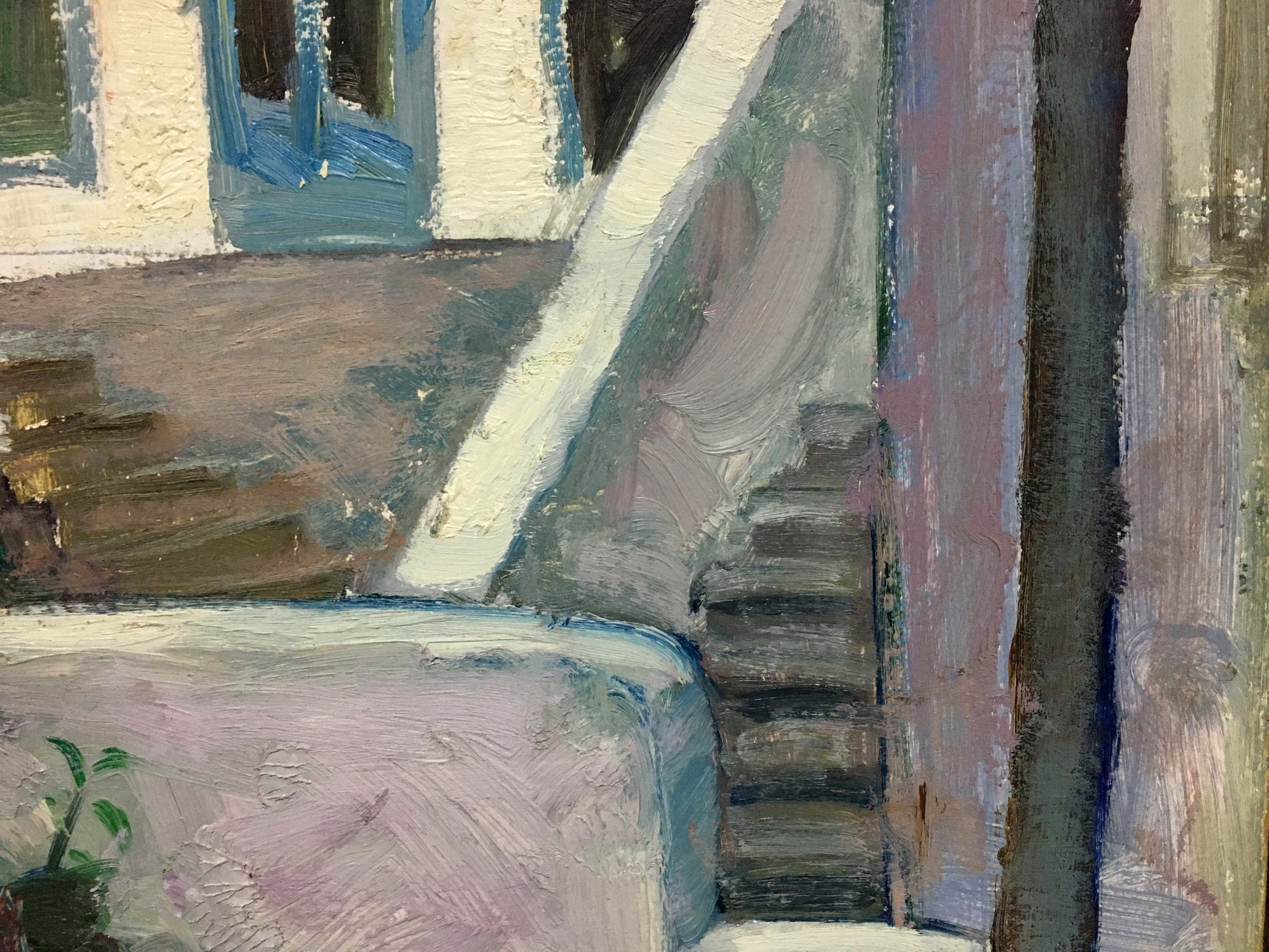 Textured impressionistic oil painting of staircase by Mynka Alexander Fedorovich