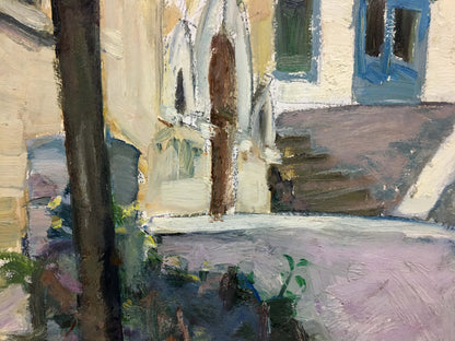 Oil painting Street by Mynka Alexander Fedorovich: sunlit textured alleyway