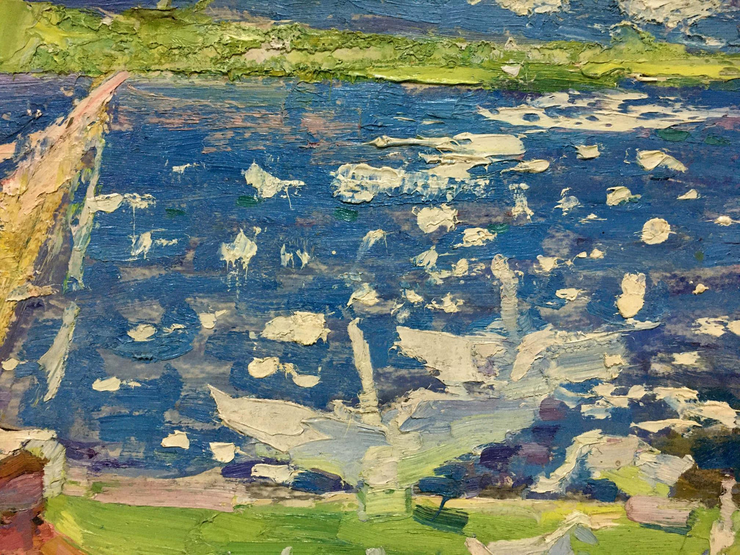 Textured impressionistic oil painting by Zvyagintsev Rostislav Mikhailovich of coastal scene