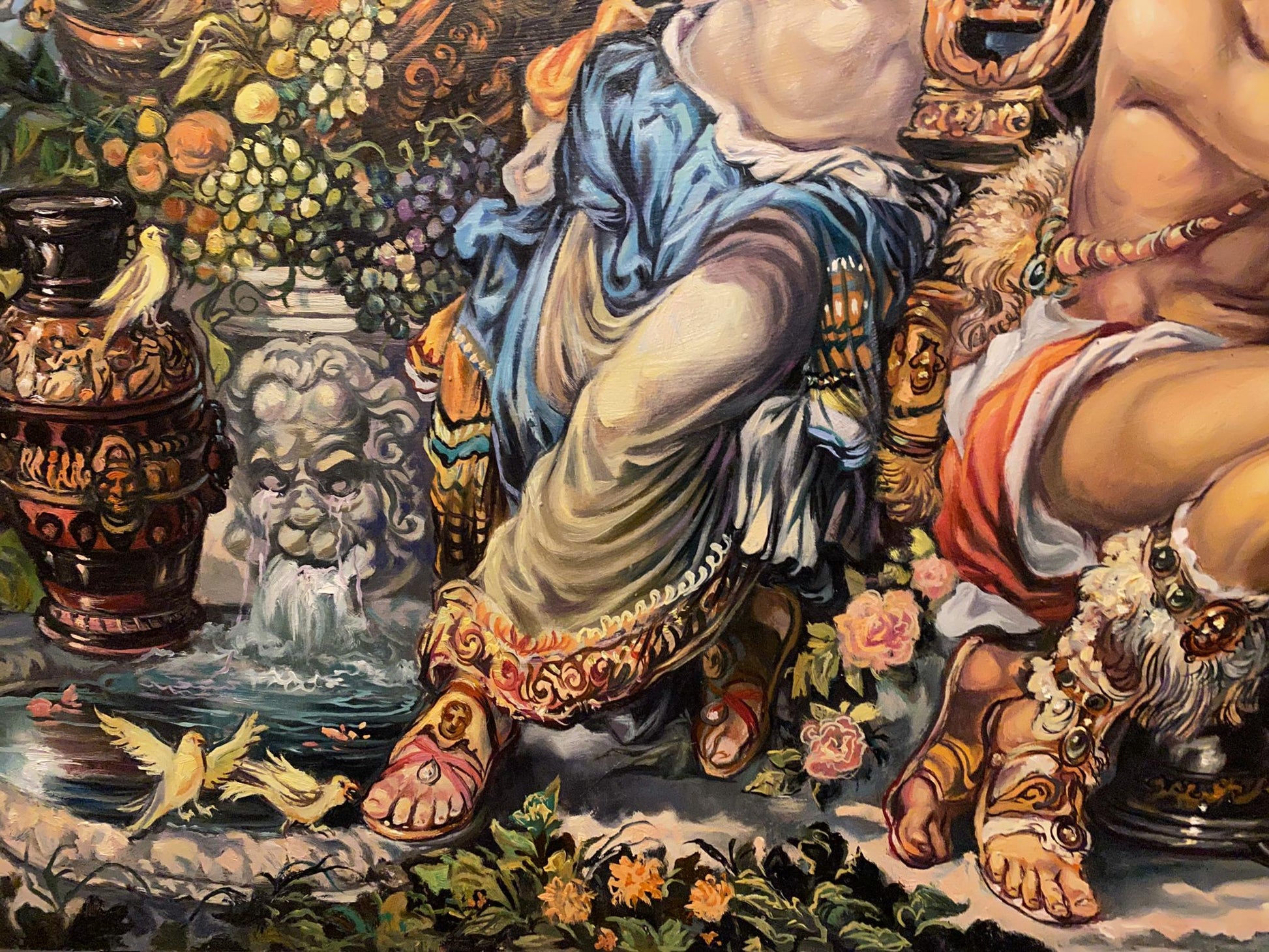 Oil painting Princess Melodia by Alexander Arkadievich Litvinov ornate vase