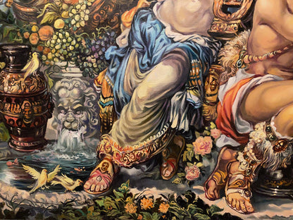 Oil painting Princess Melodia by Alexander Arkadievich Litvinov ornate vase
