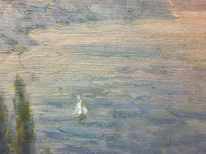Oil painting by Zaretsky Victor Ivanovich: white sailboat on impressionistic waves