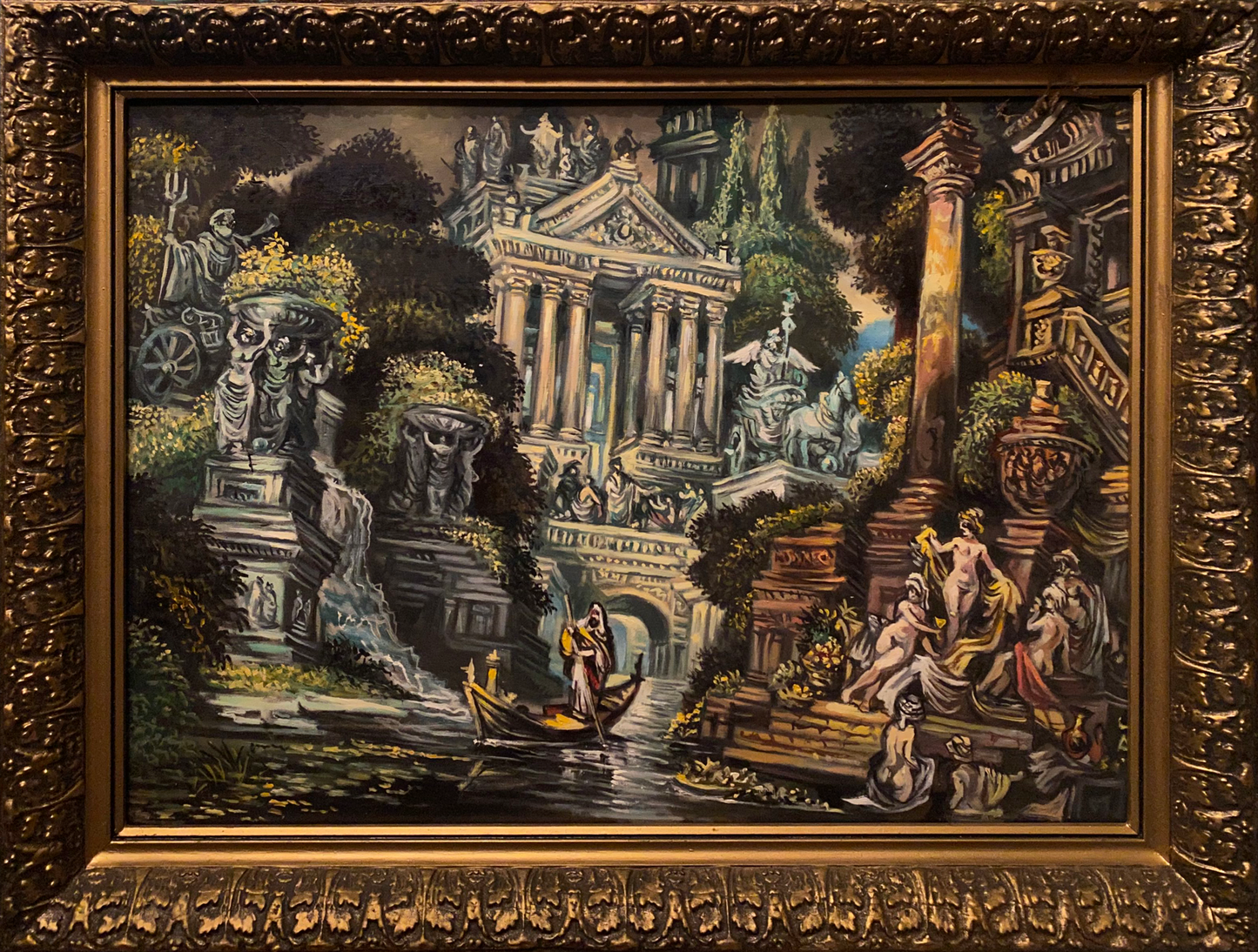 Oil painting Antiquity by Alexander Arkadievich Litvinov, ornate gold frame