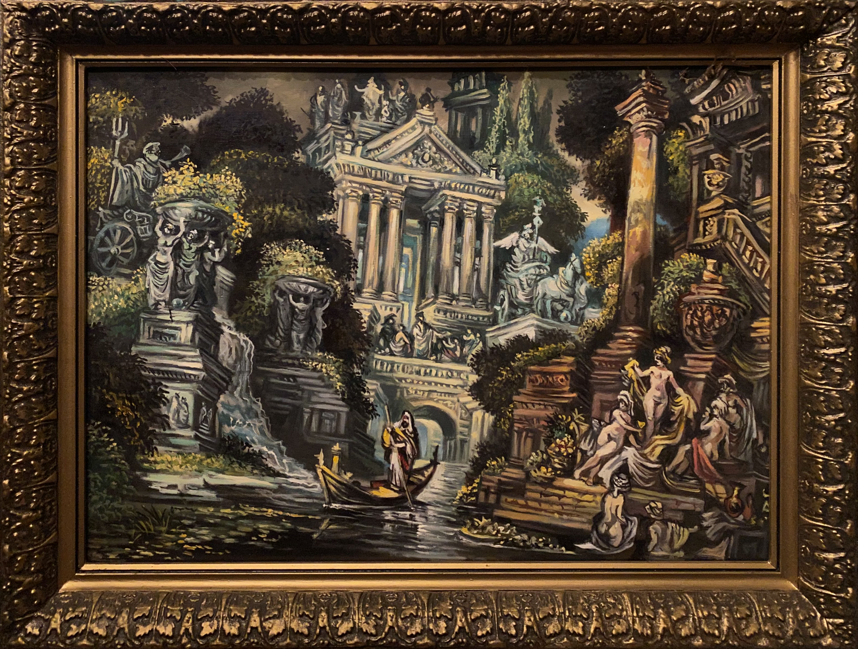 Oil painting Antiquity by Alexander Arkadievich Litvinov, ornate gold frame